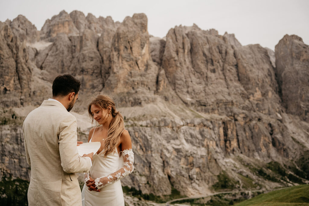 Wedding ceremony in mountain landscape