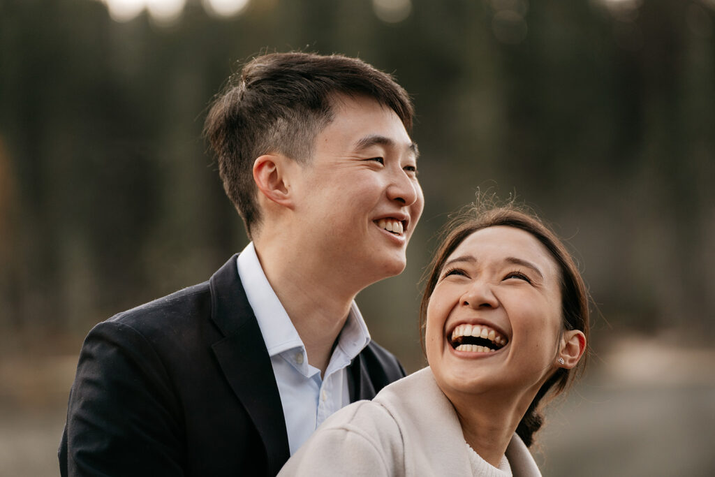 Couple smiling together outdoors