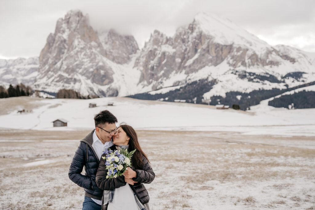 Azaria & Jordon • Spring Snow Magic • An Enchanting Honeymoon Photoshoot in the Dolomites