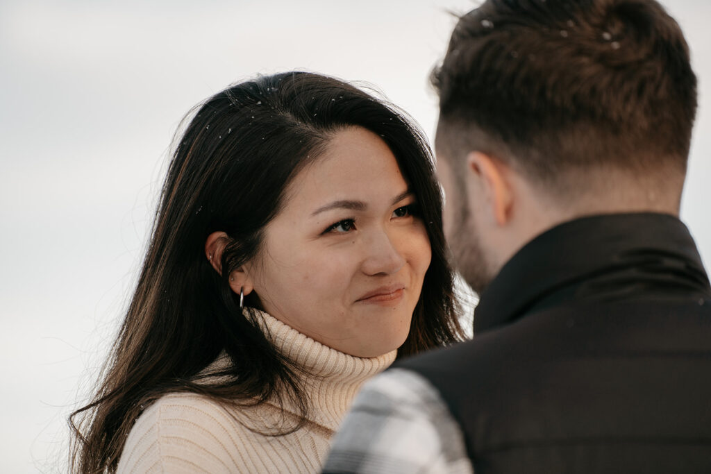 Couple sharing an intimate moment outside.