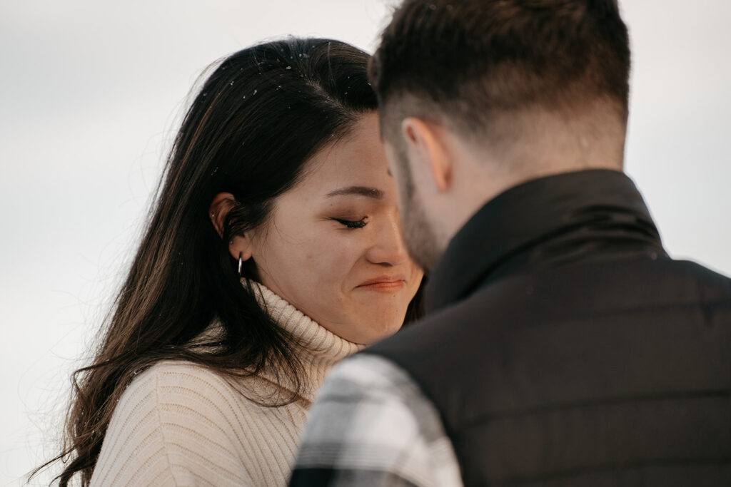 Emotional couple sharing a heartfelt moment