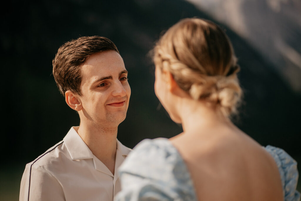 Two people smiling outdoors