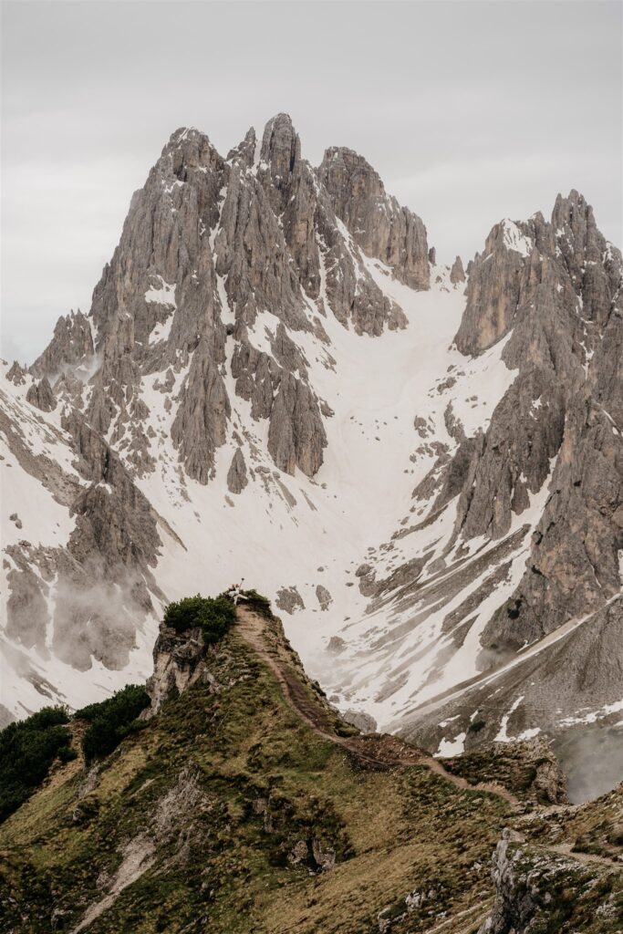 Snowy mountain peaks with rugged landscape