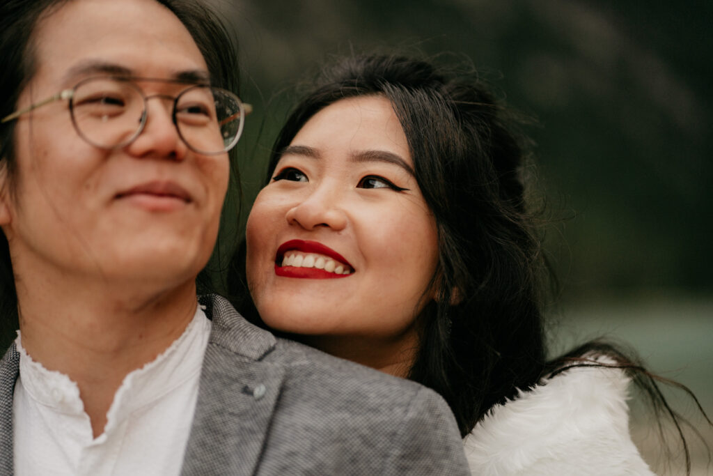 Smiling couple outdoors close-up