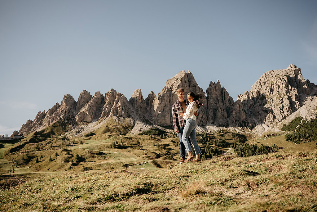 Couple enjoying mountain view outdoors