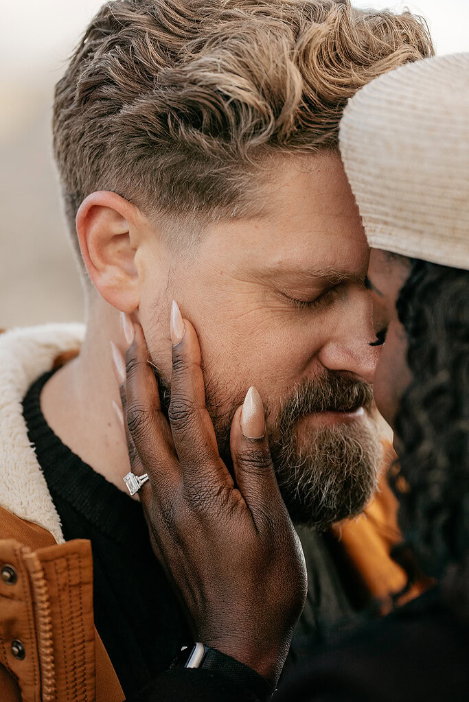 Couple embracing with love and tenderness.